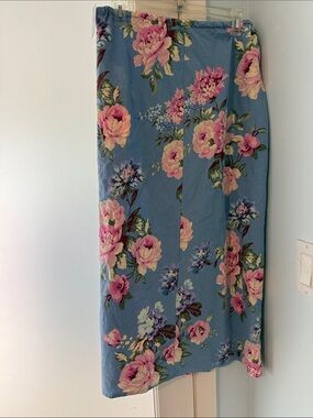 GAP Sky Blue Maxi Skirt with Pink Floral Print